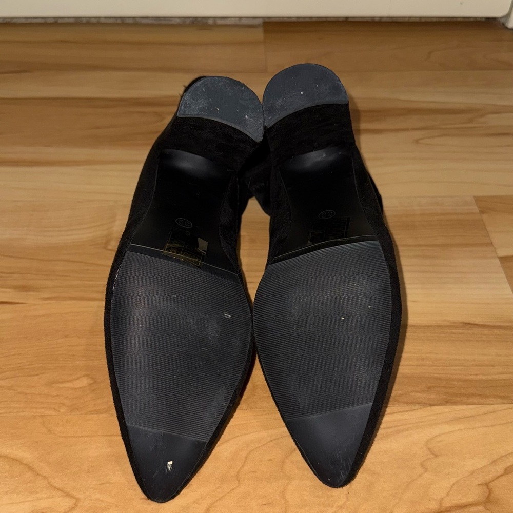 Suede Black Heeled Booties - Picture 5 of 6